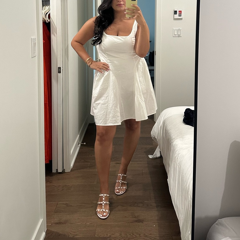 Elegant White Dress with Corset Style Waist